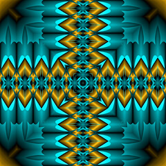Wall Mural - 3d effect - abstract gold cyan geometric pattern