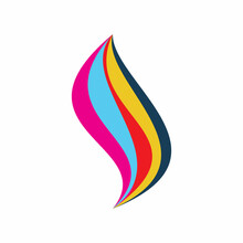 Full Color Flame Shape Art Logo Design