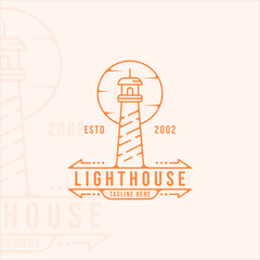 Wall Mural - lighthouse logo line art simple minimalist vector illustration template icon graphic design