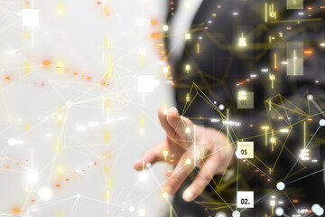 neural network 3d illustration. big data and cybersecurity
