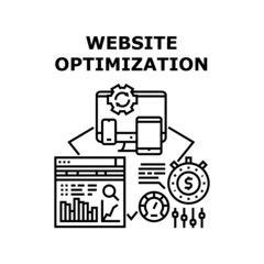 Wall Mural - Website optimization web seo design. business digita ldata concept. technology internet vector concept black illustration