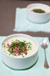 Leek Vichyssoise with serrano ham and chives