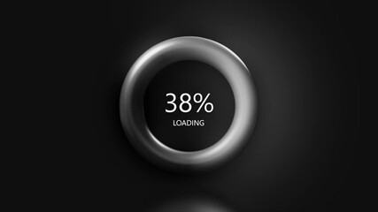 Poster - Waiting for download with percentages and ring. Motion. Loading battery charge with percentages. Percentages of process loading or charging