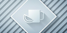 Paper Cut Cup Of Tea With Lemon Icon Isolated On Grey Background. Paper Art Style. Vector