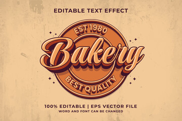 Poster - Editable text effect - Bakery Logo 3d Traditional Cartoon template style premium vector