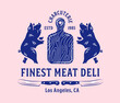Pork meat business logo. Vintage elegant heraldry style pigs badge. Modern heraldry meat delicatessen emblem. Pork deli company. Retro pig icon. Premium butcher charcuterie logo