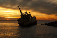 Sunken Ship Off The Coast Of Paphos, Cyprus