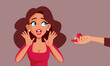 © nicoletaionescu - Excited Girlfriend Receiving an Engagement Ring Vector Cartoon