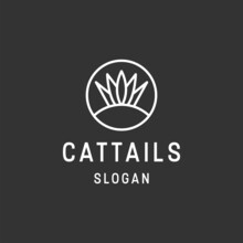 Cattail Logo Vector Illustration Design. Simple Modern Minimalist Cattail Logo Design On Black Backround
