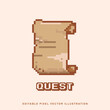 Pixel quest design icon vector illustration for video game asset, motion graphic and others