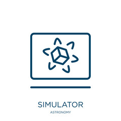 Aufkleber - simulator icon from astronomy collection. Thin linear simulator, simulation, technology outline icon isolated on white background. Line vector simulator sign, symbol for web and mobile