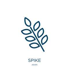 Poster - spike icon from asian collection. Thin linear spike, wheat, grain outline icon isolated on white background. Line vector spike sign, symbol for web and mobile