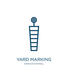 Yard Marking Icon From American Football Collection. Thin Linear Yard Marking, Yard, Mark Outline Icon Isolated On White Background. Line Vector Yard Marking Sign, Symbol For Web And Mobile