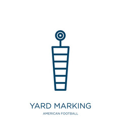 Poster - yard marking icon from american football collection. Thin linear yard marking, yard, mark outline icon isolated on white background. Line vector yard marking sign, symbol for web and mobile