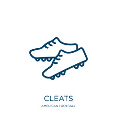 Poster - cleats icon from american football collection. Thin linear cleats, sport, soccer outline icon isolated on white background. Line vector cleats sign, symbol for web and mobile