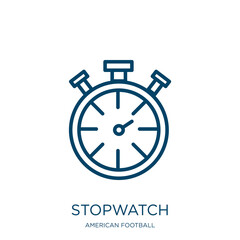 Poster - stopwatch icon from american football collection. Thin linear stopwatch, speed, timer outline icon isolated on white background. Line vector stopwatch sign, symbol for web and mobile