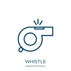 Poster - whistle icon from american football collection. Thin linear whistle, game, football outline icon isolated on white background. Line vector whistle sign, symbol for web and mobile