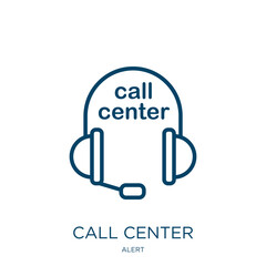 Poster - call center icon from alert collection. thin linear call center, contact, communication outline icon