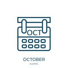 Poster - october icon from alcohol collection. Thin linear october, treat, halloween outline icon isolated on white background. Line vector october sign, symbol for web and mobile