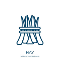 Poster - hay icon from agriculture farming and gardening collection. Thin linear hay, farm, tractor outline icon isolated on white background. Line vector hay sign, symbol for web and mobile