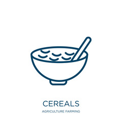 Poster - cereals icon from agriculture farming and gardening collection. Thin linear cereals, cereal, food outline icon isolated on white background. Line vector cereals sign, symbol for web and mobile