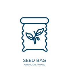 Poster - seed bag icon from agriculture farming and gardening collection. Thin linear seed bag, natural, farm outline icon isolated on white background. Line vector seed bag sign, symbol for web and mobile