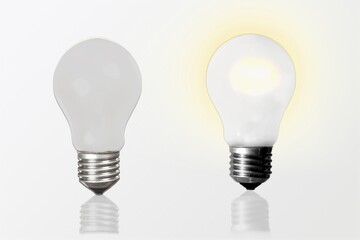 Wall Mural - Classic light bulb. Turn on and turn off of light bulb, innovation, save energy