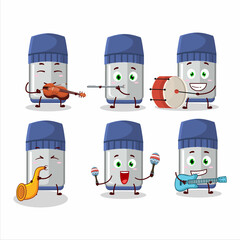 Wall Mural - Cartoon character of blue whiteboard marker playing some musical instruments