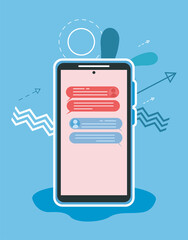 Poster - smartphone with chat bubbles