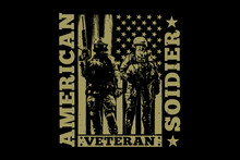 T-shirt Soldier American Veteran Flag Retro Vintage Illustration