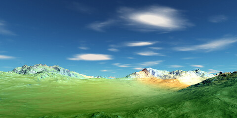 Wall Mural - alien planet. mountain. 3d rendering