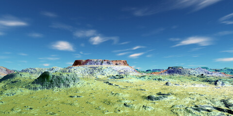 Wall Mural - alien planet. mountain. 3d rendering