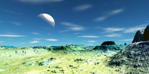 Wall Mural - alien planet. mountain. 3d rendering