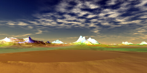 Wall Mural - alien planet. mountain. 3d rendering