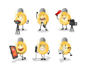 bulb technology group character. cartoon mascot vector
