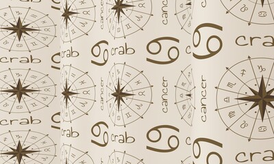 Wall Mural - Waved background with Cancer zodiac symbol icon. 3D Render