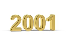 Golden 3d Number 2001 - Year 2001 Isolated On White Background - 3d Render