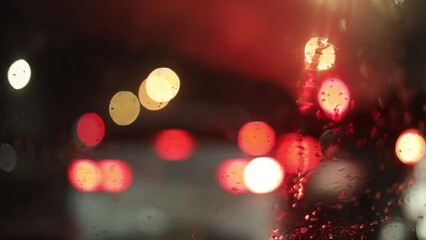 Poster - blurred car headlights on the road at night