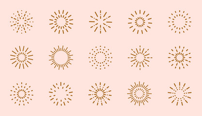 Wall Mural - starburst line art icon. vector logo spark sunburst. outline sunburst and starburst, editable stroke