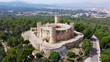 Drone shot of European castle in Spain 