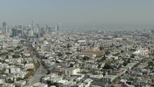 San Francisco Downtown And Market St From The Castro Aerial Shot Rotate Right California USA