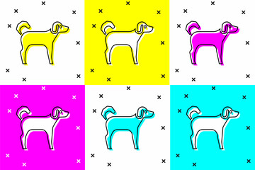 Canvas Print - Set Dog icon isolated on color background. Vector