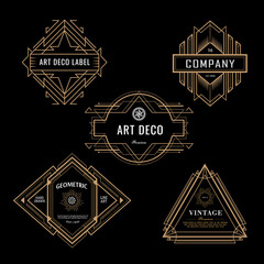 Wall Mural - vintage art deco labels retro frame vector illustration