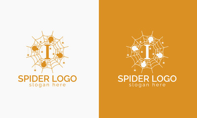 Letter T Spider web Logo design Vector template