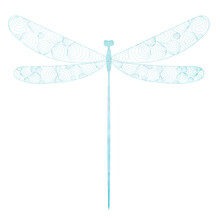 Dragonfly Watercolor Silhouette,on White Background,vector