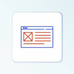 Poster - Line Browser window icon isolated on white background. Colorful outline concept. Vector