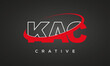KAC creative letters logo with 360 symbol vector art template design	