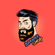 Man's face with a fashionable haircut and beard. Hipster style. Pop art comics retro design vector illustration.
