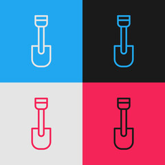 Poster - Pop art line Shovel toy icon isolated on color background. Vector