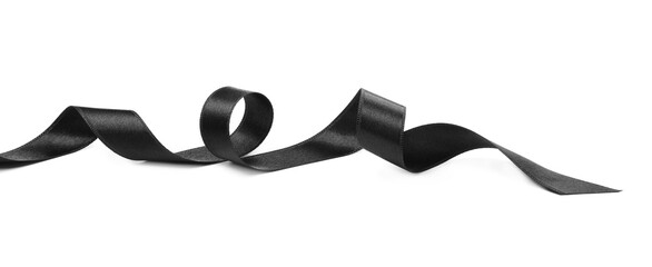 Beautiful elegant black ribbon isolated on white